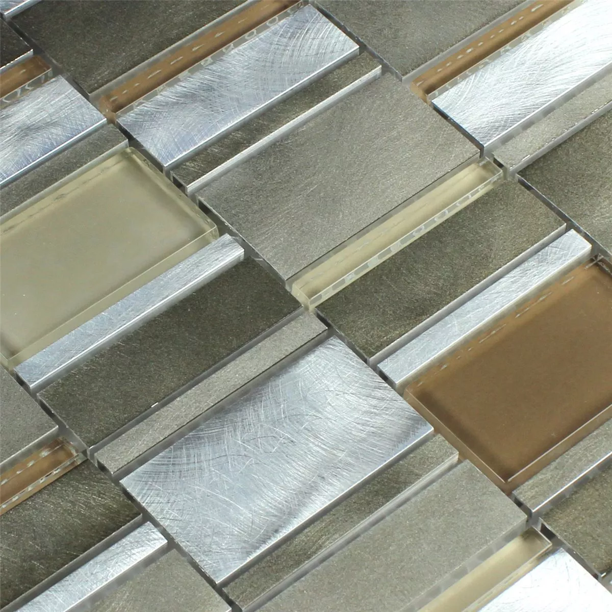Mozaika Aluminium Szkło Brązowy Beżowy