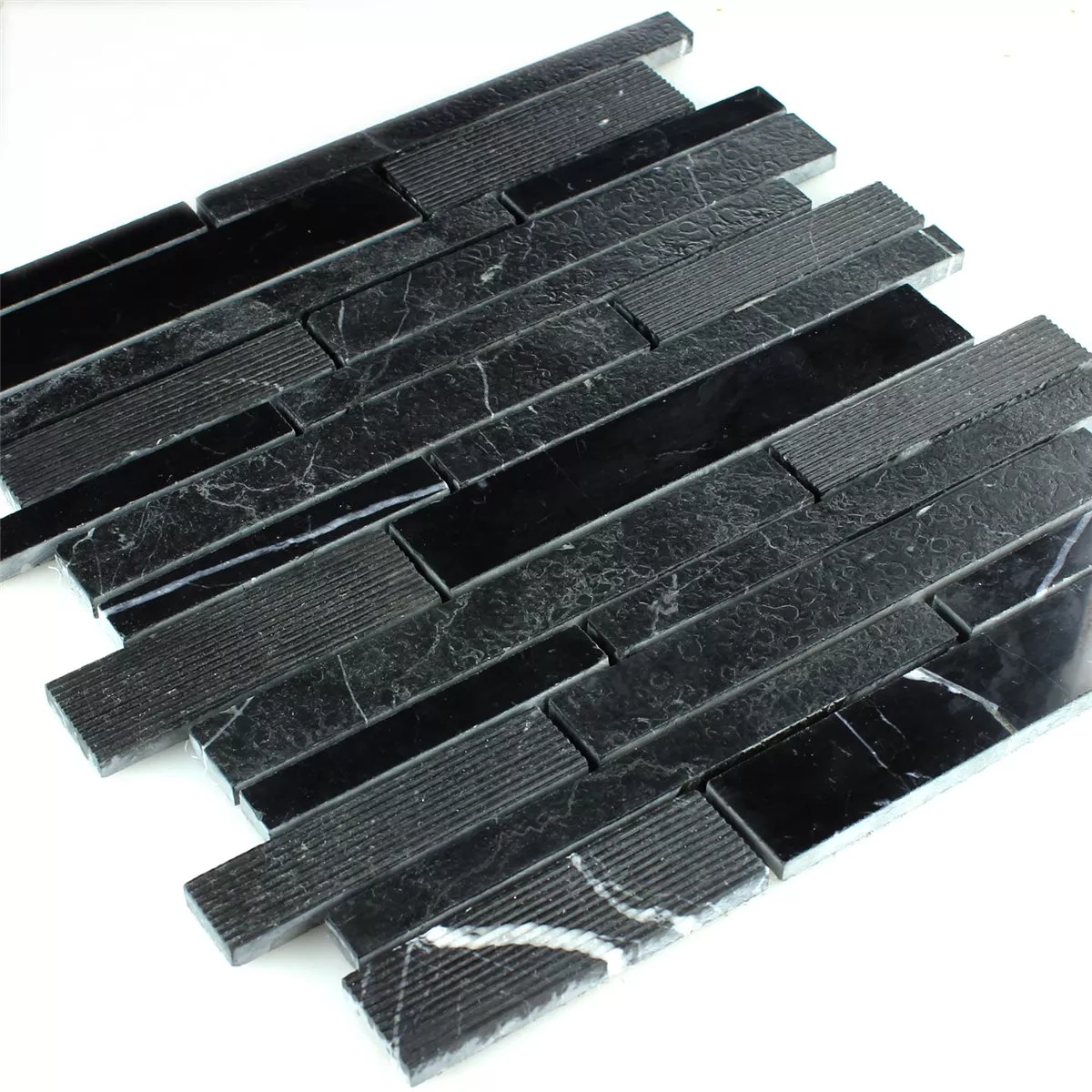 Mozaika Marmur Brick Frezowane Polerowany Czarny