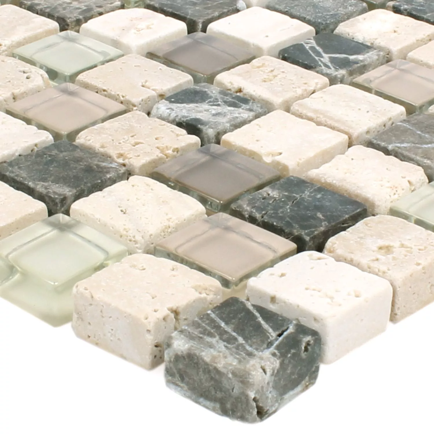 Próbka Mozaika Milos Szkło Kamień Naturalny Mix Brązowy Beżowy Kwadrat