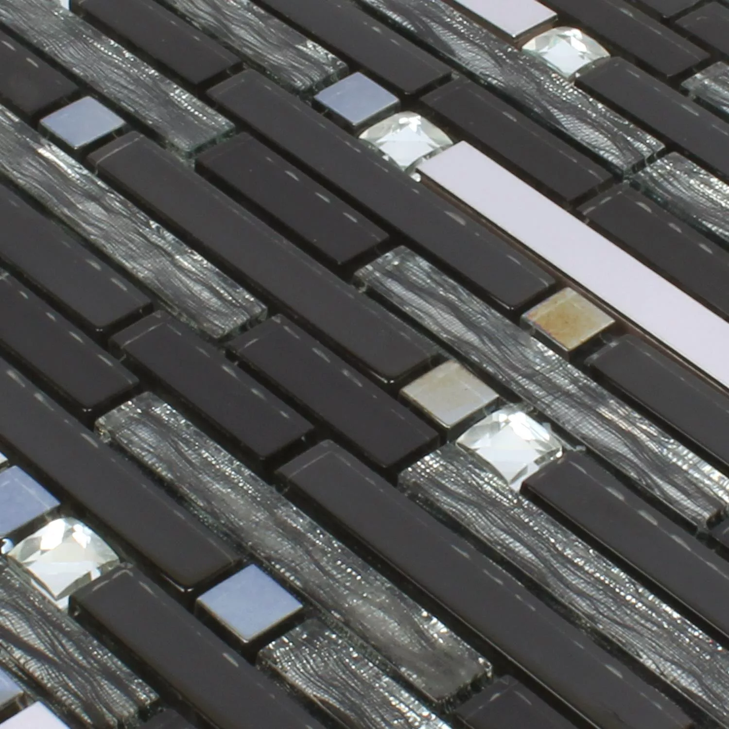 Mozaika Szkło Metal Latoya Srebrny Czarny