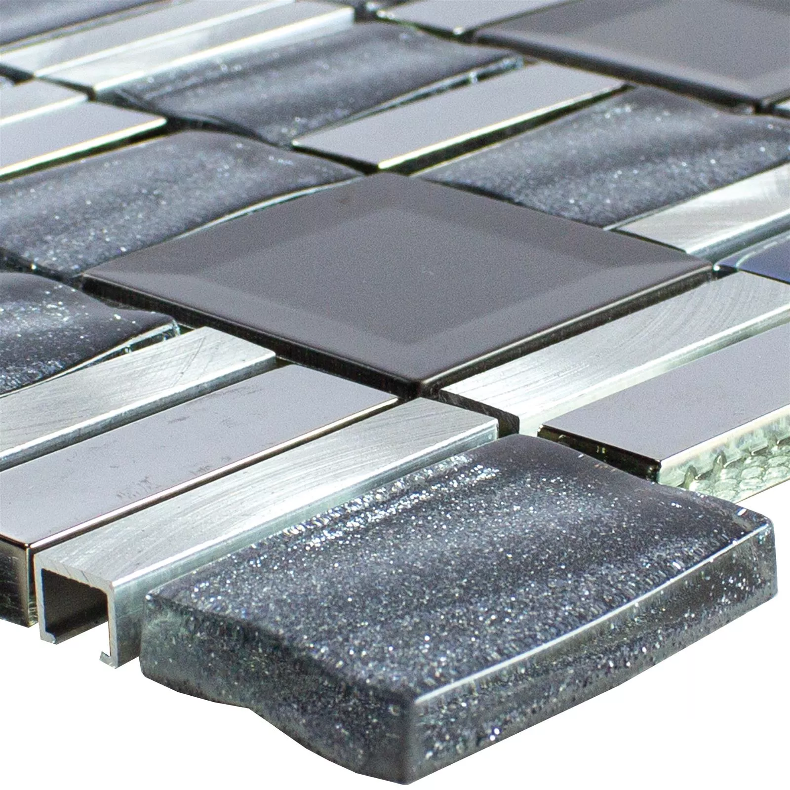 Szkło Aluminium Mozaika LaCrosse Czarny Szary Srebrny