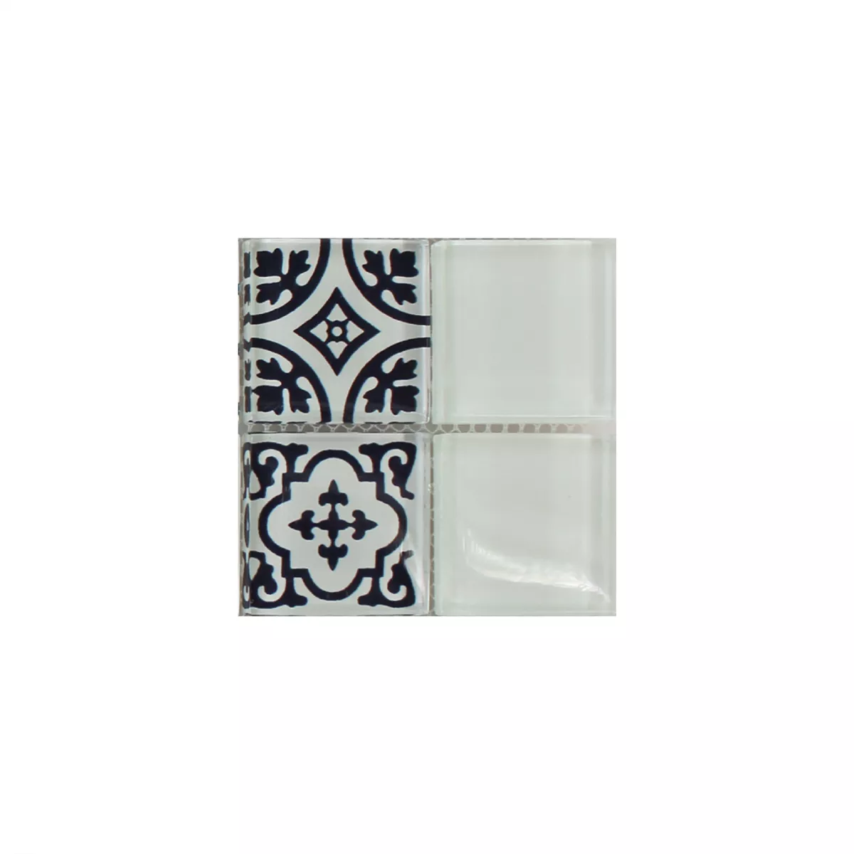 Próbka Mozaika Szkło Barock Ornament Biały