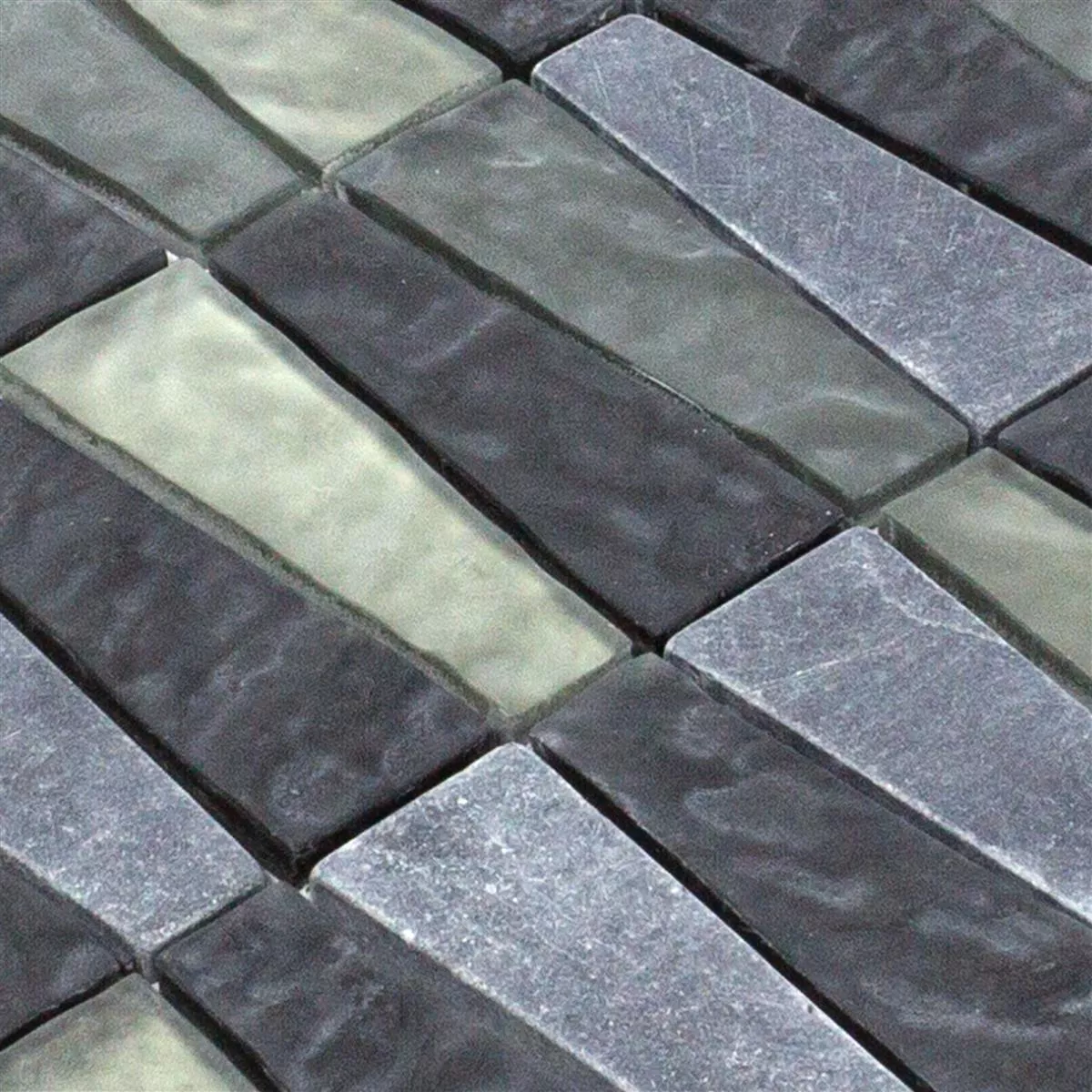 Szklana Mozaika Z Kamienia Naturalnego Płytki Marseille Szary Czarny Mix 