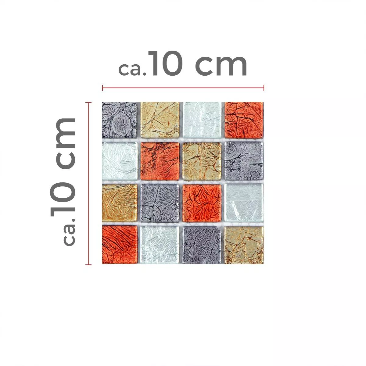 Próbka Mozaika Szklana Płytki Curlew Czerwone Brązowy Srebrny Kwadrat 