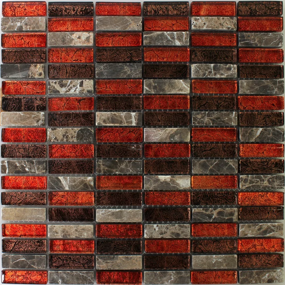 Próbka Mozaika Kamień Naturalny Szkło Czerwone Brązowy Stick