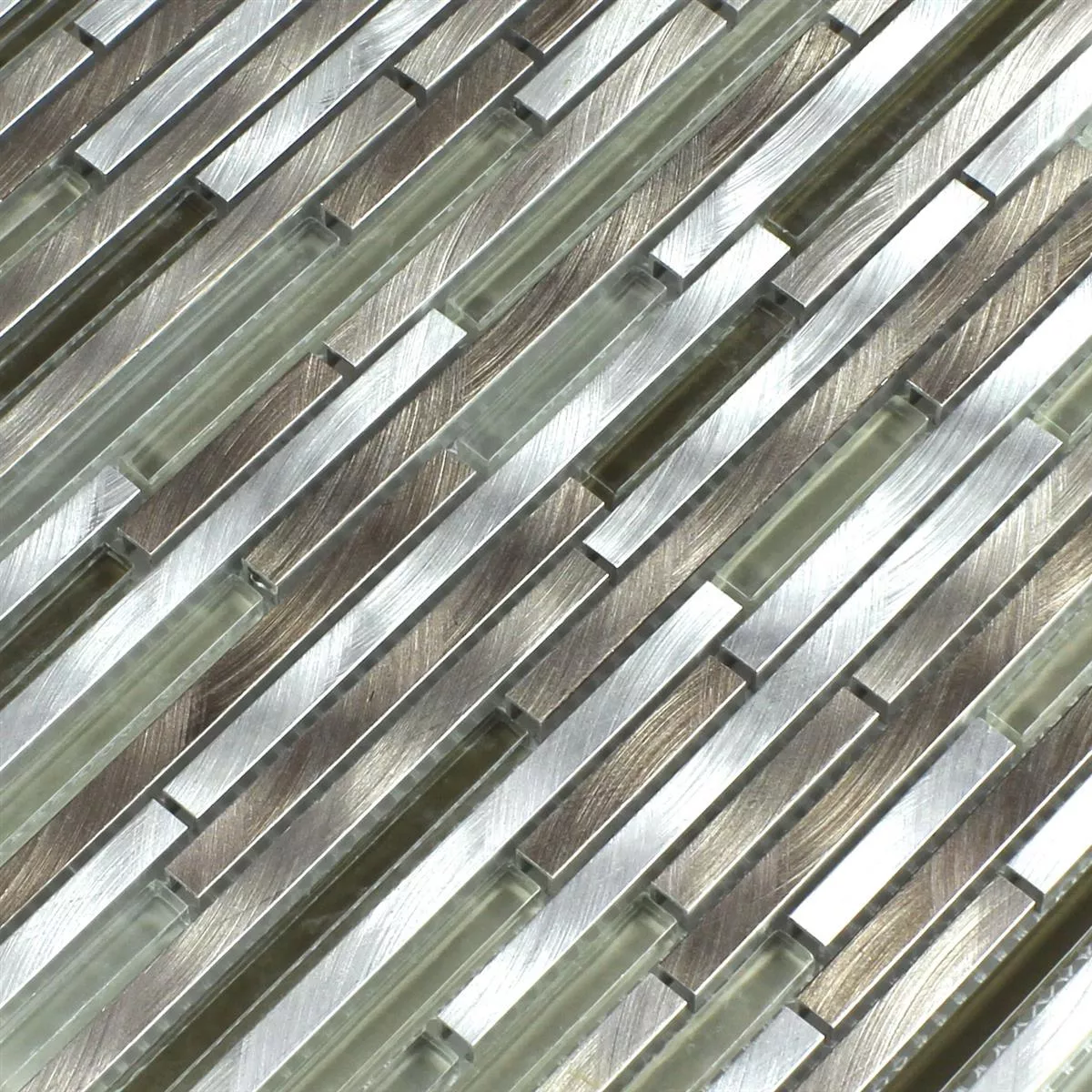 Mozaika Szkło Aluminium Metal Brązowy Srebrny Mix