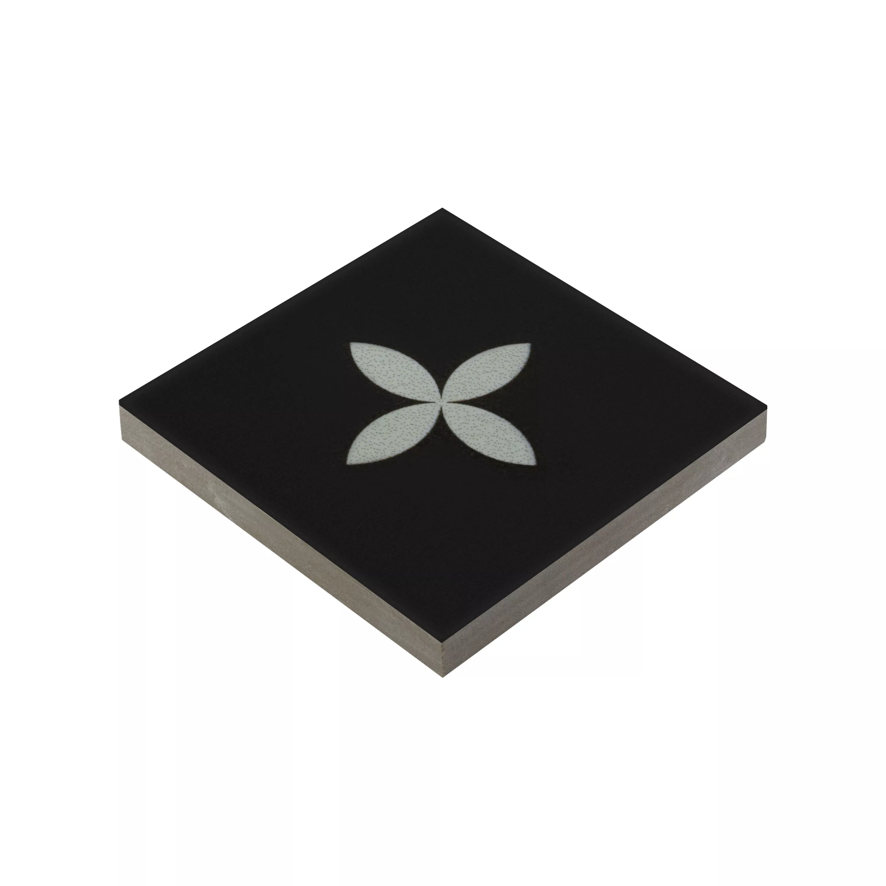 Gres Płytki Genexia Czarny Biały Decor 2 Rozeta 4,6x4,6cm