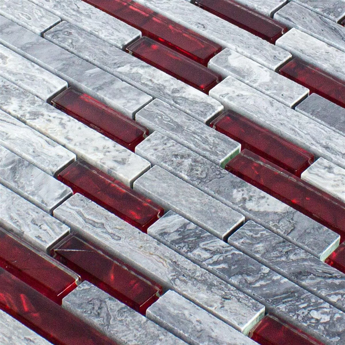 Szklana Mozaika Z Kamienia Naturalnego Płytki Sinop Szary Czerwone Brick