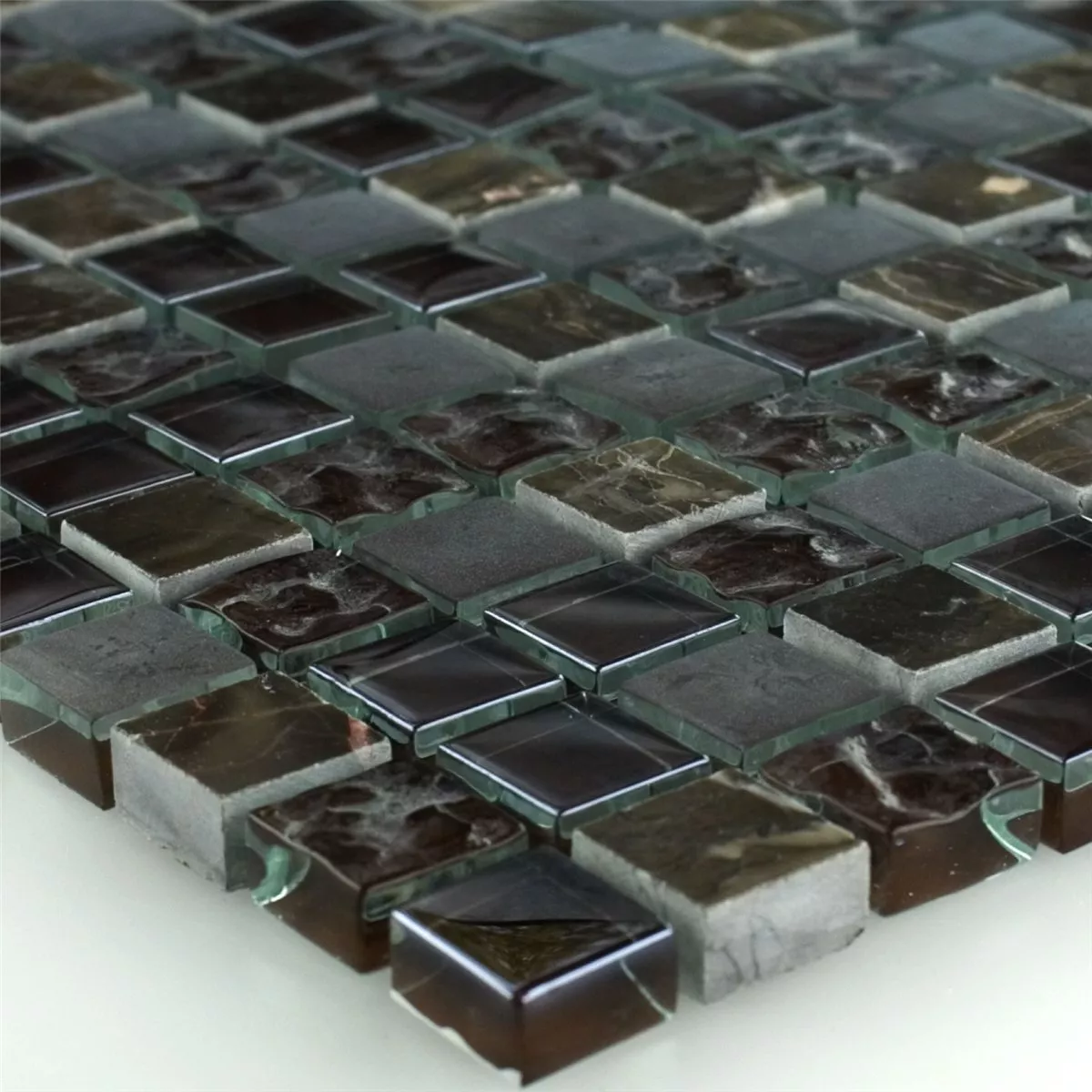 Mozaika Szkło Marmur Mix Sintra Brązowy 15x15x8mm