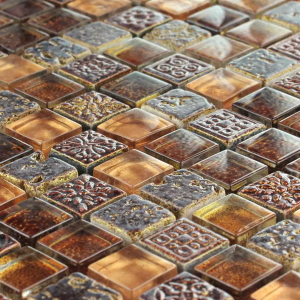 Próbka Mozaika Escimo Szkło Kamień Naturalny Mix Brązowy Złoto