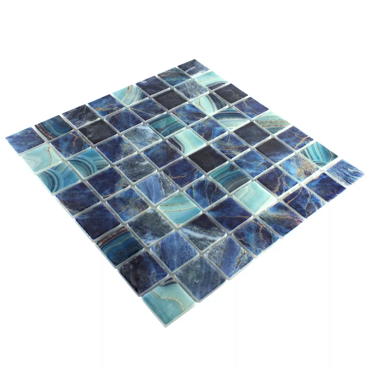 Mozaika szklana na basen Baltic Niebieski Turkusowy 38x38mm