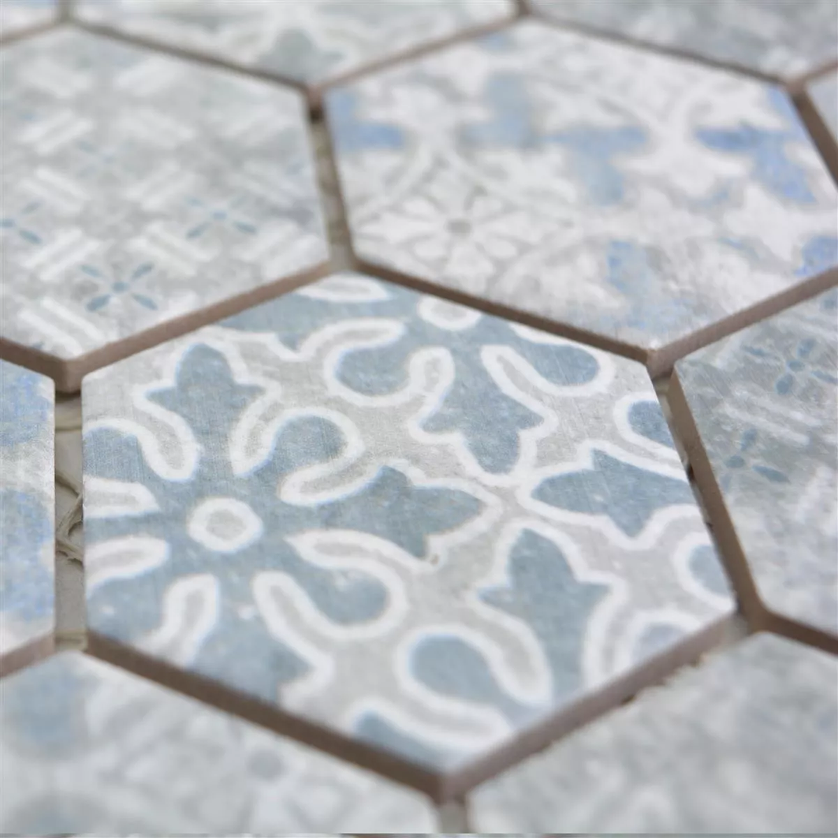 Mozaika Ceramiczna Retro Płytki Lawinia Sześciokąt Niebieski
