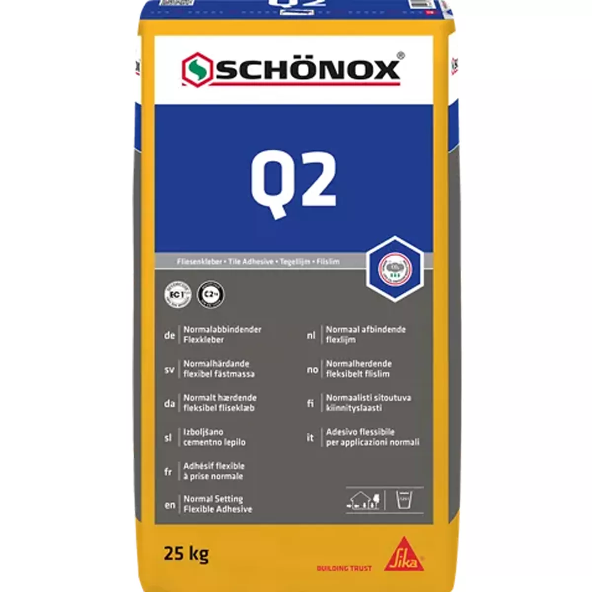 Elastyczny Klej Kamionkowy Schönox Q2, Płytki Ceramiczne C2TE (25 Kg)