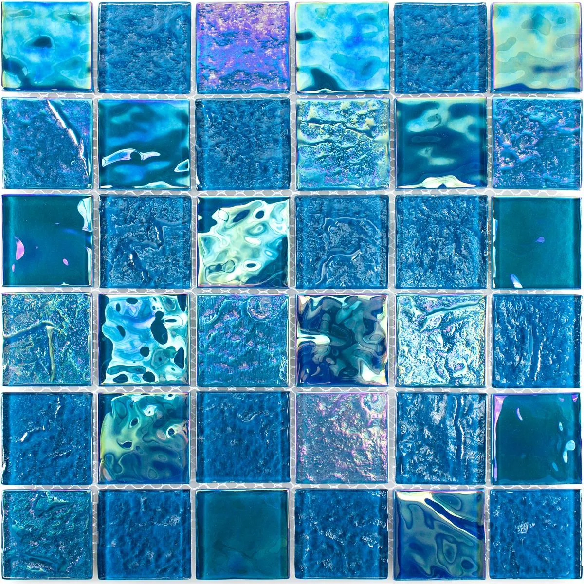 Mozaiki Szklana Płytki Masa Perłowa Efekt Carlos Niebieski 48