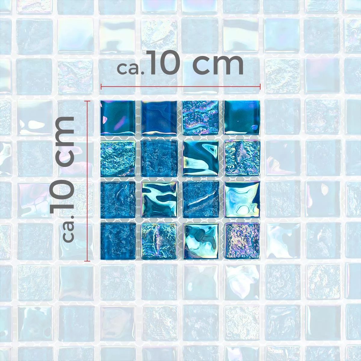 Próbka Mozaiki Szklana Płytki Masa Perłowa Efekt Carlos Niebieski 23
