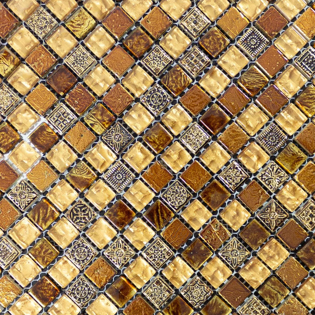Szkło Marmur Mozaika Majestic Brązowy Złoto